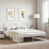 Vidaxl bedframe met hoofdbord metaal wit 160x200 cm