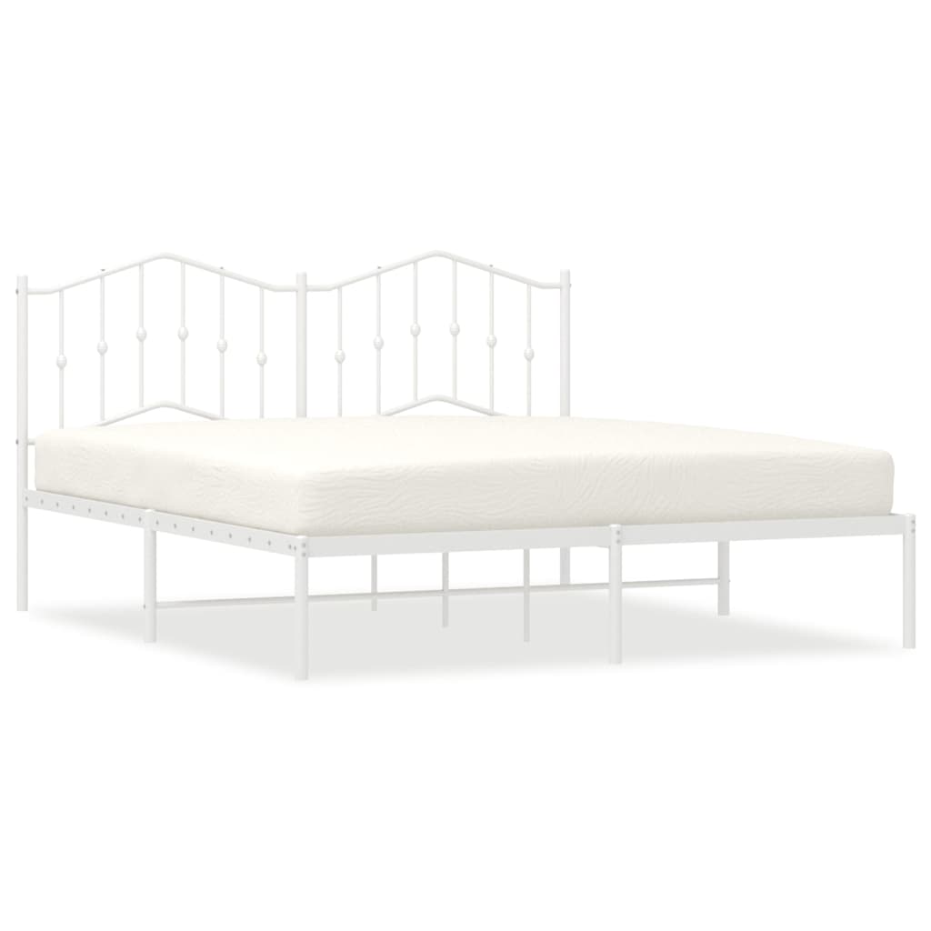 Vidaxl bedframe met hoofdbord metaal wit 180x200 cm