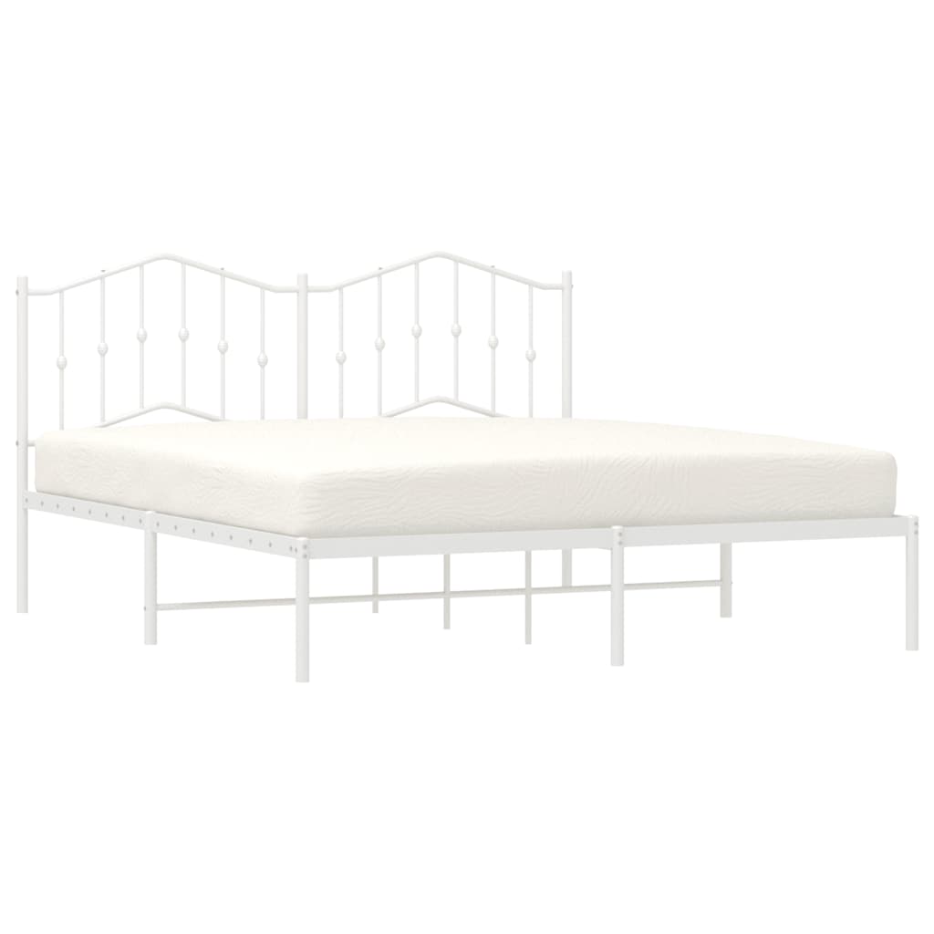 Vidaxl bedframe met hoofdbord metaal wit 180x200 cm