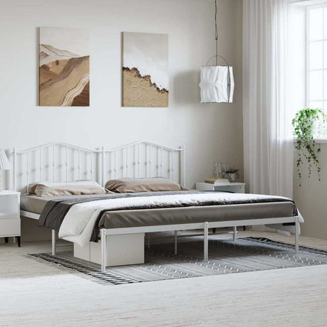 Vidaxl bedframe met hoofdbord metaal wit 193x203 cm