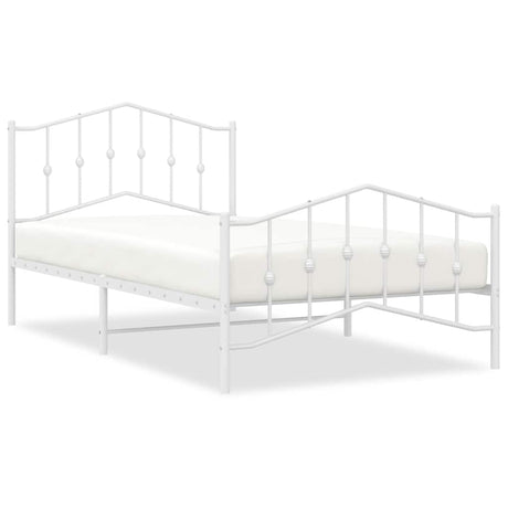 Vidaxl bedframe met hoofd- en voeteneinde metaal wit 100x200 cm