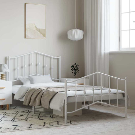 Vidaxl bedframe met hoofd- en voeteneinde metaal wit 100x200 cm