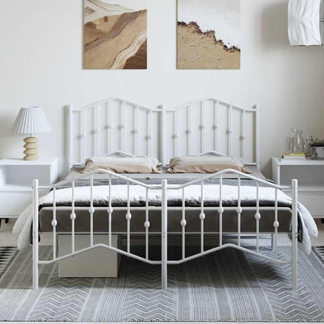 Vidaxl bedframe met hoofd- en voeteneinde metaal wit 135x190 cm