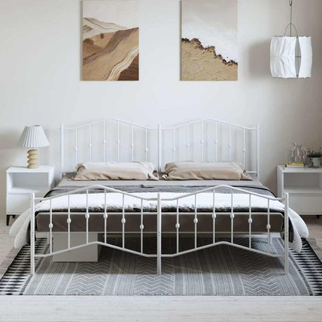 Vidaxl bedframe met hoofd- en voeteneinde metaal wit 183x213 cm