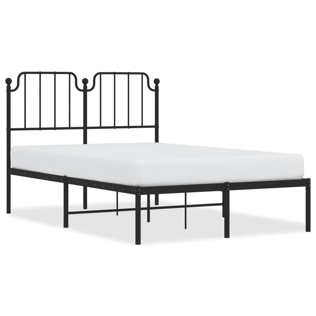 Vidaxl bedframe met hoofdbord metaal zwart 120x190 cm