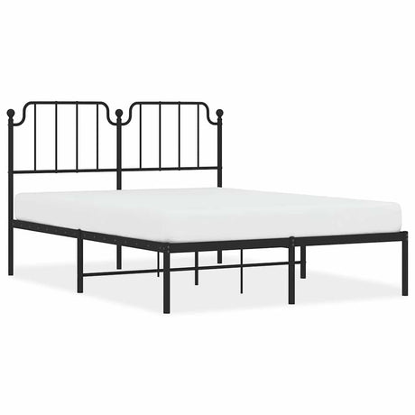 Vidaxl bedframe met hoofdbord metaal zwart 135x190 cm