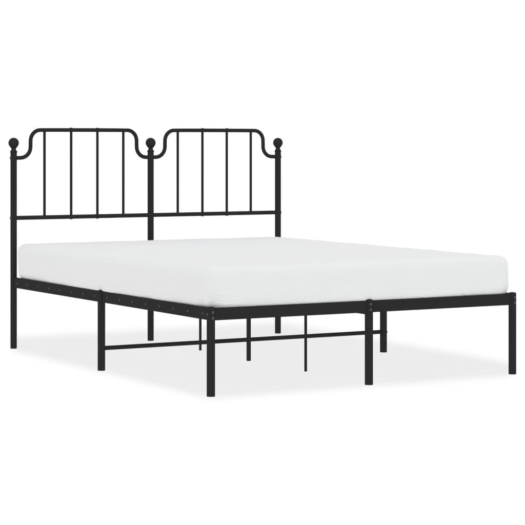 Vidaxl bedframe met hoofdbord metaal zwart 140x190 cm