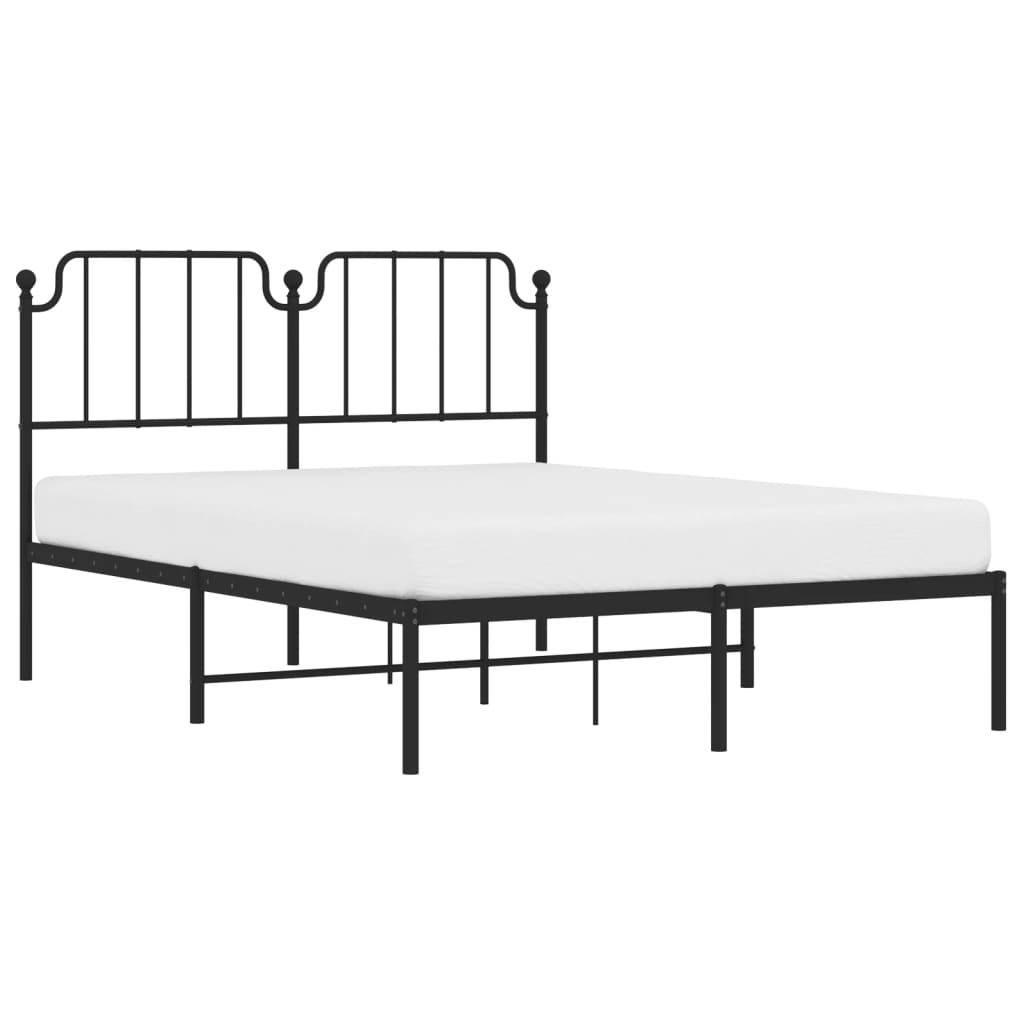 Vidaxl bedframe met hoofdbord metaal zwart 140x190 cm
