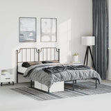 Vidaxl bedframe met hoofdbord metaal zwart 150x200 cm