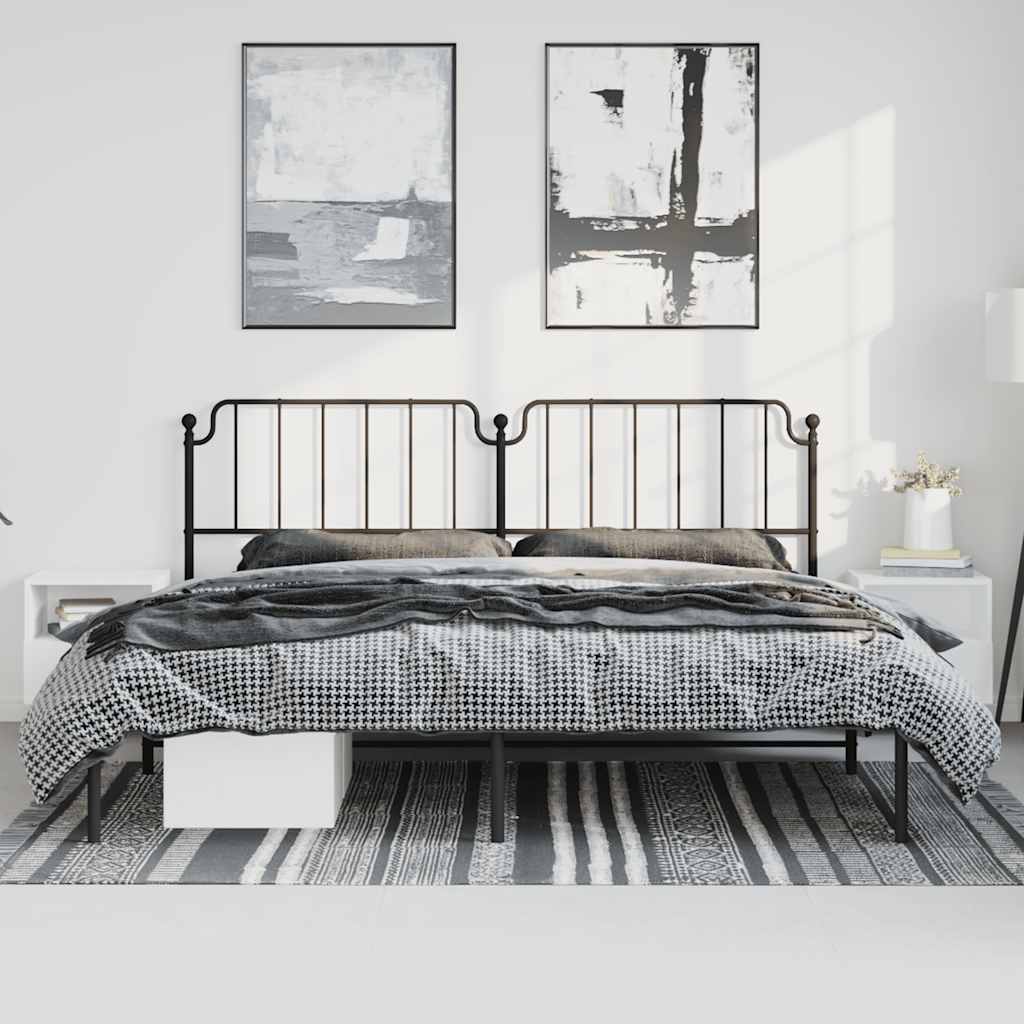 Vidaxl bedframe met hoofdbord metaal zwart 183x213 cm
