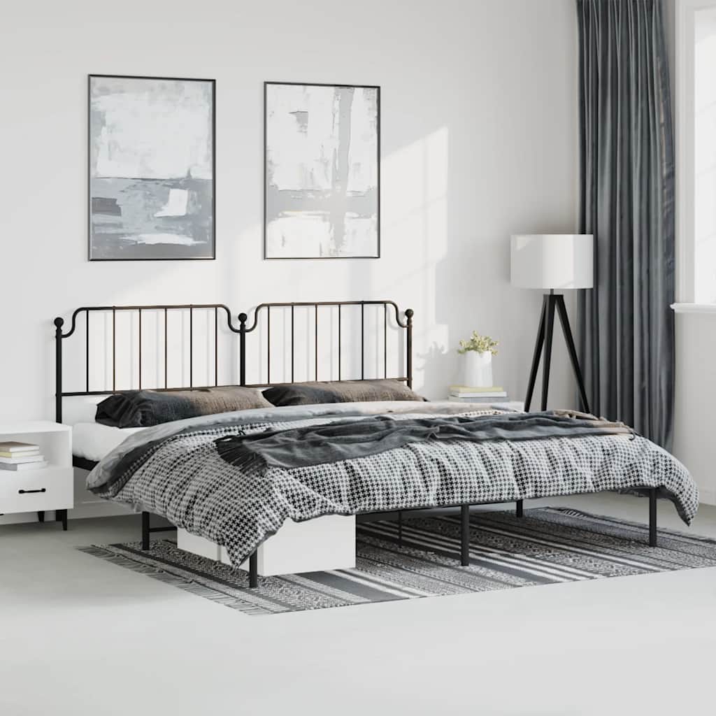 Vidaxl bedframe met hoofdbord metaal zwart 183x213 cm