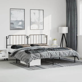 Vidaxl bedframe met hoofdbord metaal zwart 183x213 cm