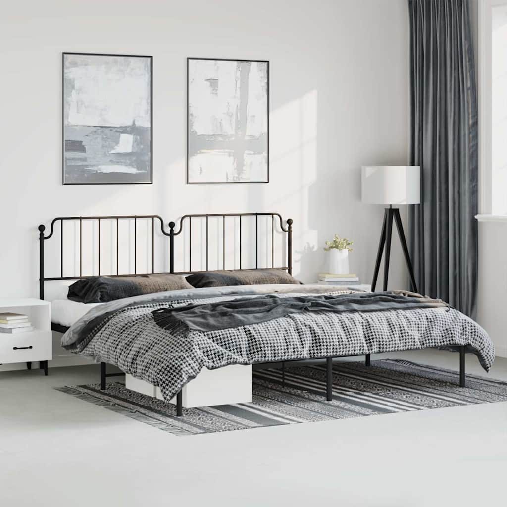 Vidaxl bedframe met hoofdbord metaal zwart 193x203 cm