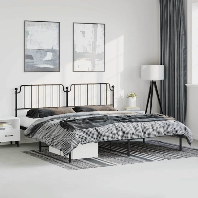 Vidaxl bedframe met hoofdbord metaal zwart 193x203 cm