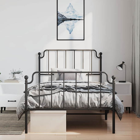 Vidaxl bedframe met hoofd- en voeteneinde metaal zwart 100x200 cm