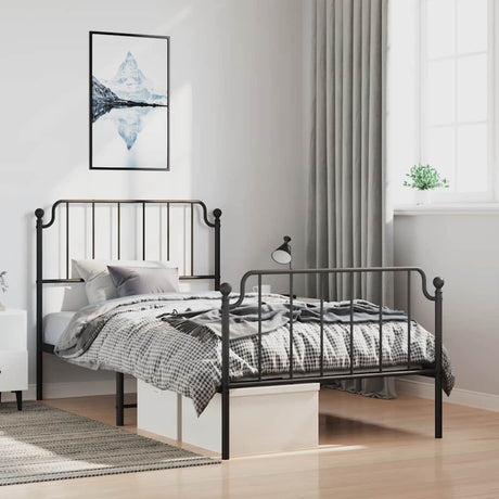 Vidaxl bedframe met hoofd- en voeteneinde metaal zwart 100x200 cm