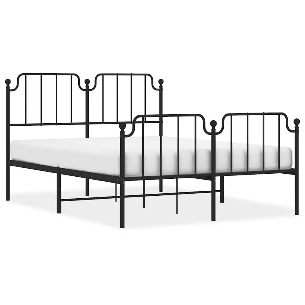 Vidaxl bedframe met hoofd- en voeteneinde metaal zwart 135x190 cm