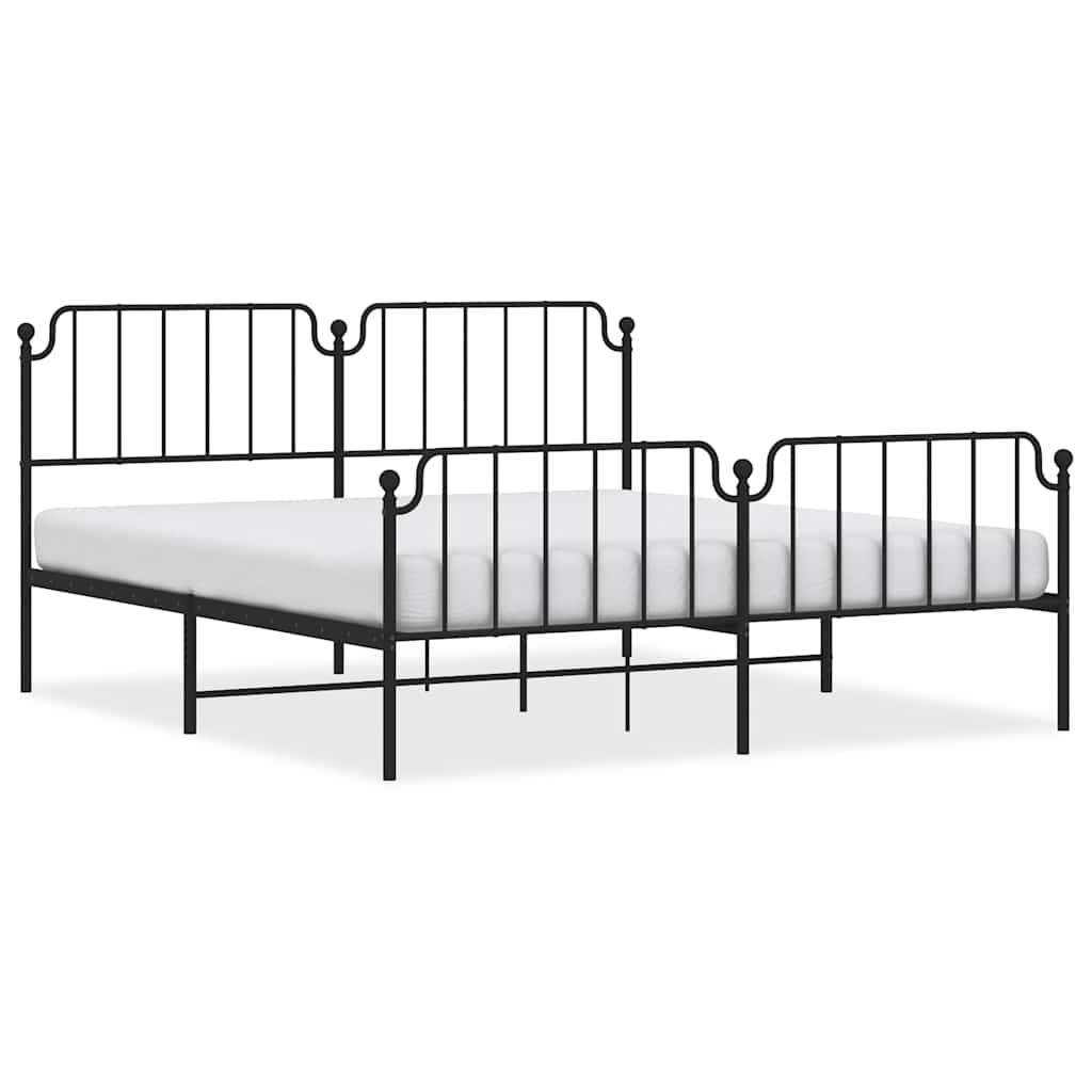 Vidaxl bedframe met hoofd- en voeteneinde metaal zwart 183x213 cm