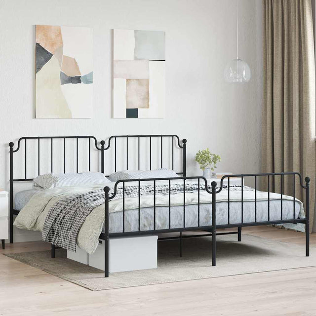 Vidaxl bedframe met hoofd- en voeteneinde metaal zwart 193x203 cm
