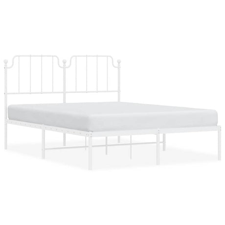 Vidaxl bedframe met hoofdbord metaal wit 150x200 cm