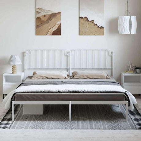 Vidaxl bedframe met hoofdbord metaal wit 193x203 cm