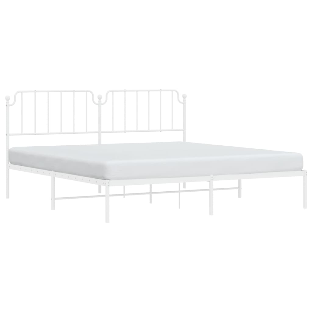 Vidaxl bedframe met hoofdbord metaal wit 200x200 cm