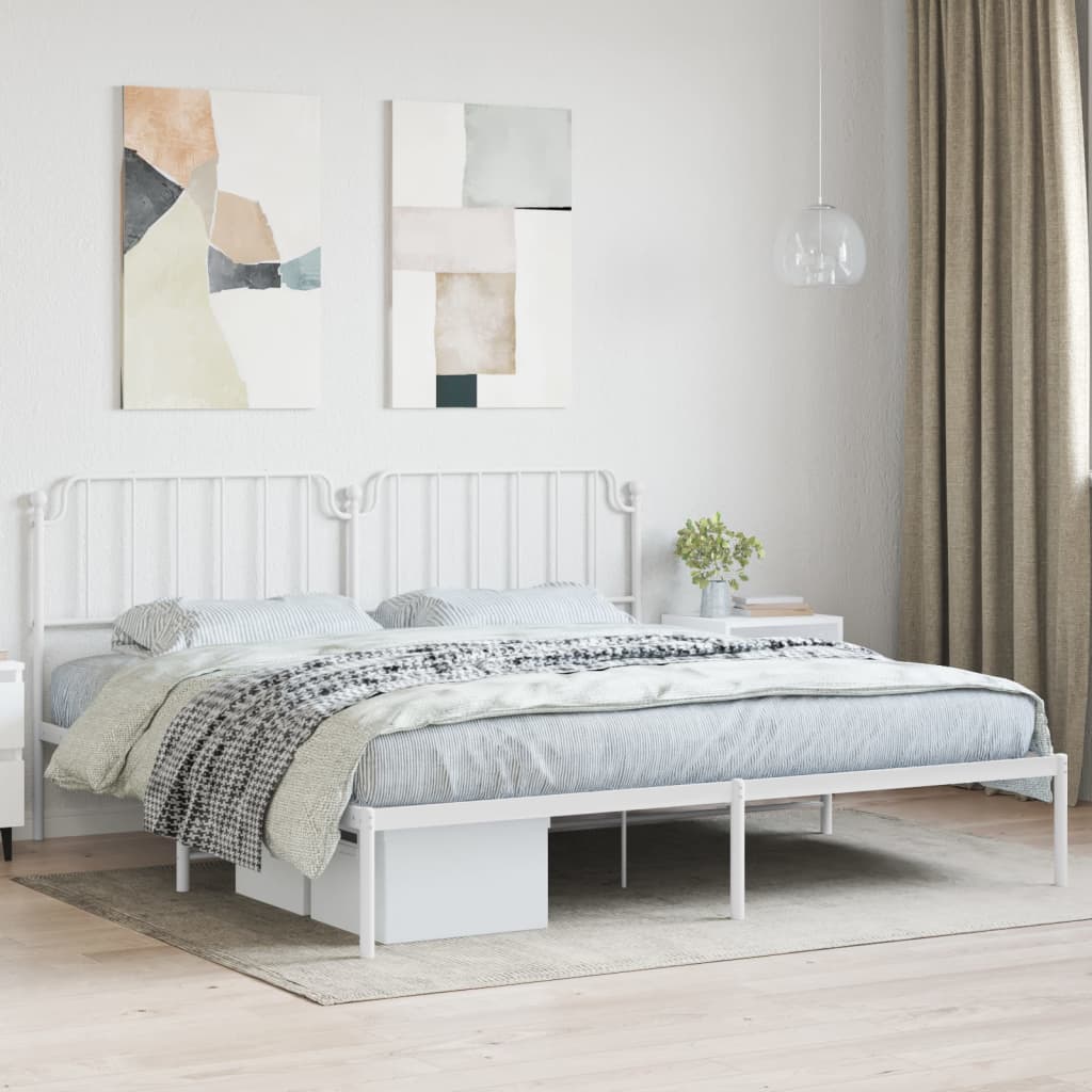 Vidaxl bedframe met hoofdbord metaal wit 200x200 cm