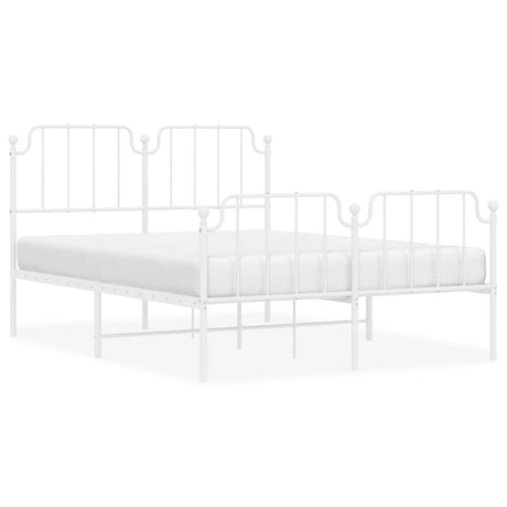 Vidaxl bedframe met hoofd- en voeteneinde metaal wit 150x200 cm