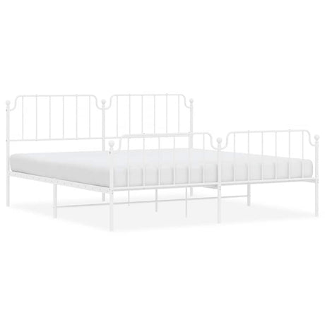 Vidaxl bedframe met hoofd- en voeteneinde metaal wit 193x203 cm