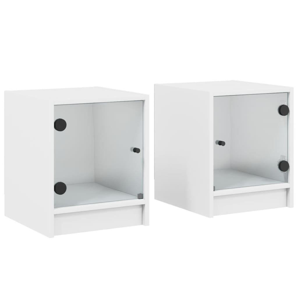 Vidaxl nachtkastjes met glazen deuren 2 st 35x37x42 cm wit