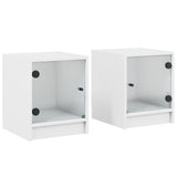 Vidaxl nachtkastjes met glazen deuren 2 st 35x37x42 cm wit