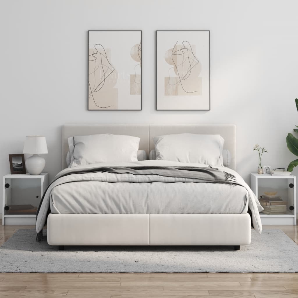 Vidaxl nachtkastjes met glazen deuren 2 st 35x37x42 cm wit
