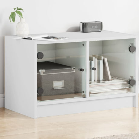 Vidaxl tv-meubel met glazen deuren 68x37x42 cm wit
