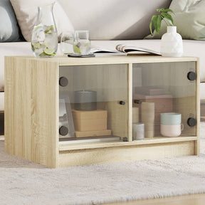 Vidaxl salontafel met glazen deuren 68x50x42 cm sonoma eikenkleurig