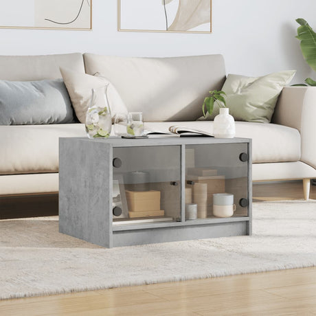 Vidaxl salontafel met glazen deuren 68x50x42 cm betongrijs