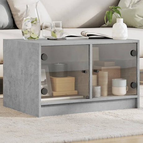 Vidaxl salontafel met glazen deuren 68x50x42 cm betongrijs