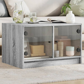 Vidaxl salontafel met glazen deuren 68x50x42 cm grijs sonoma eiken