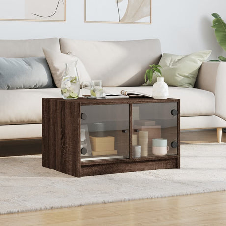 Vidaxl salontafel met glazen deuren 68x50x42 cm bruin eikenkleur