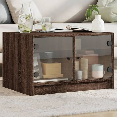 Vidaxl salontafel met glazen deuren 68x50x42 cm bruin eikenkleur