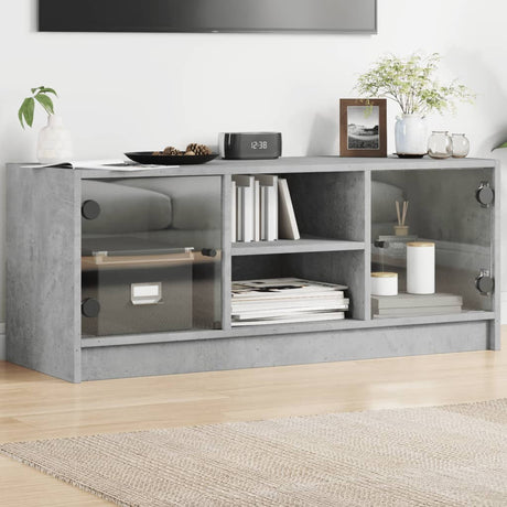 Vidaxl tv-meubel met glazen deuren 102x37x42 cm betongrijs