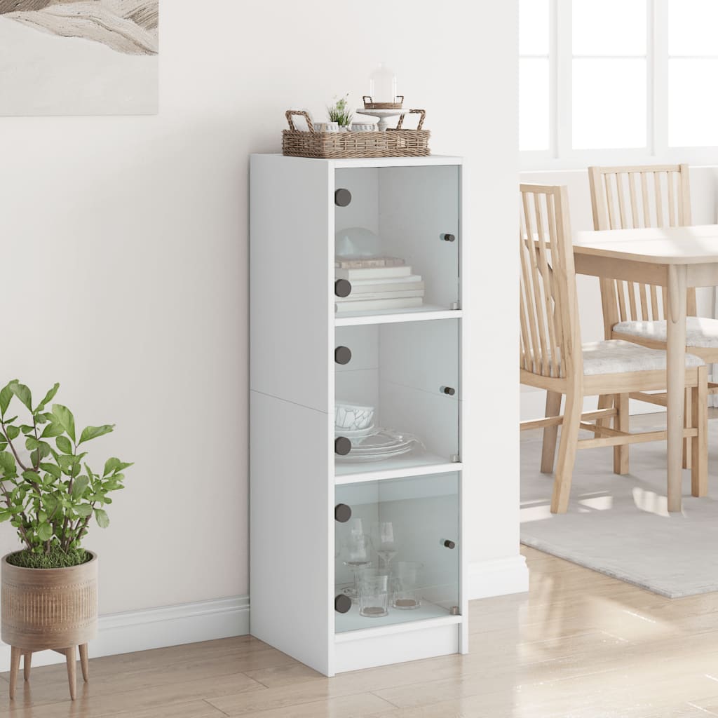 Vidaxl hoge kast met glazen deuren 35x37x109 cm wit