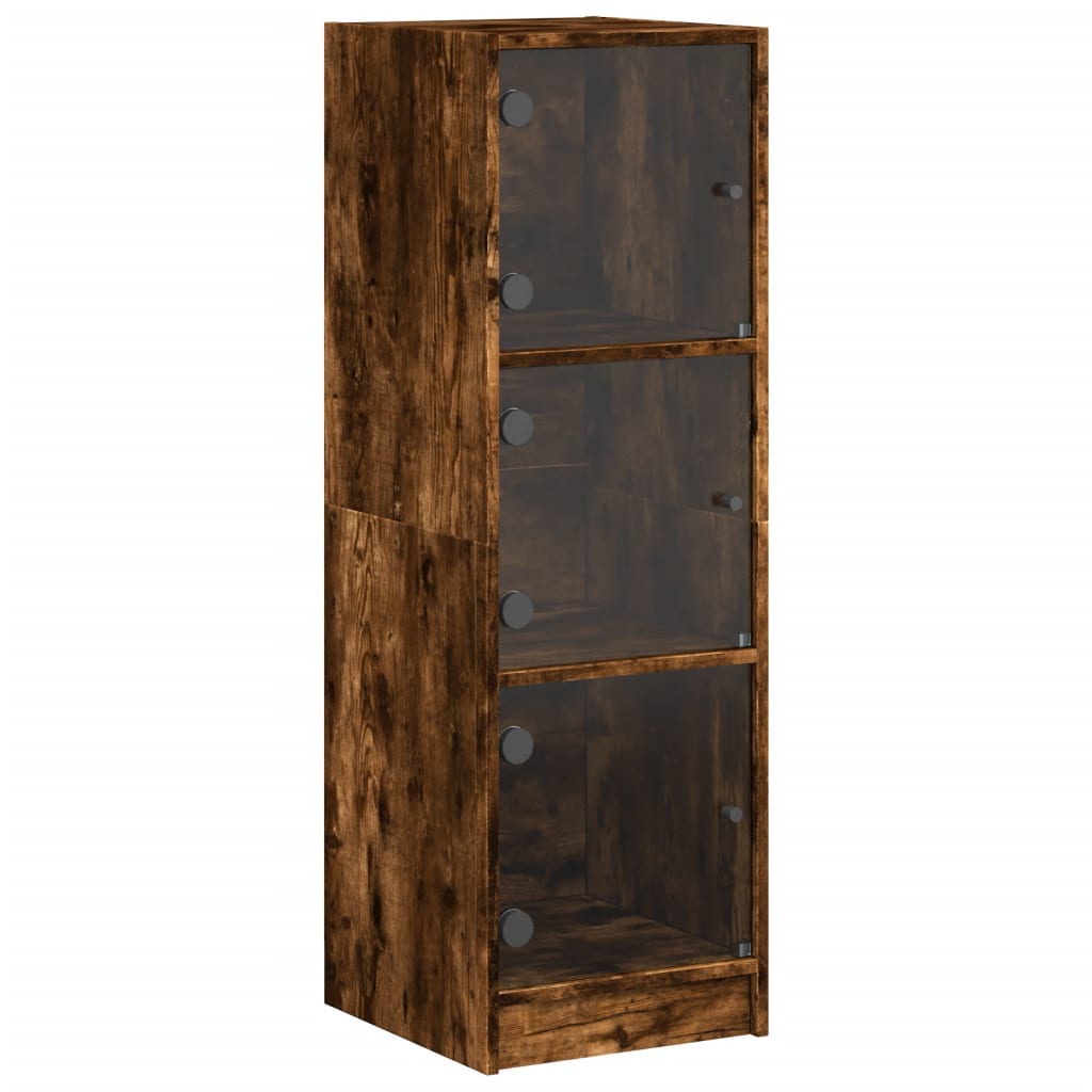 Vidaxl hoge kast met glazen deuren 35x37x109 cm gerookt eikenkleurig
