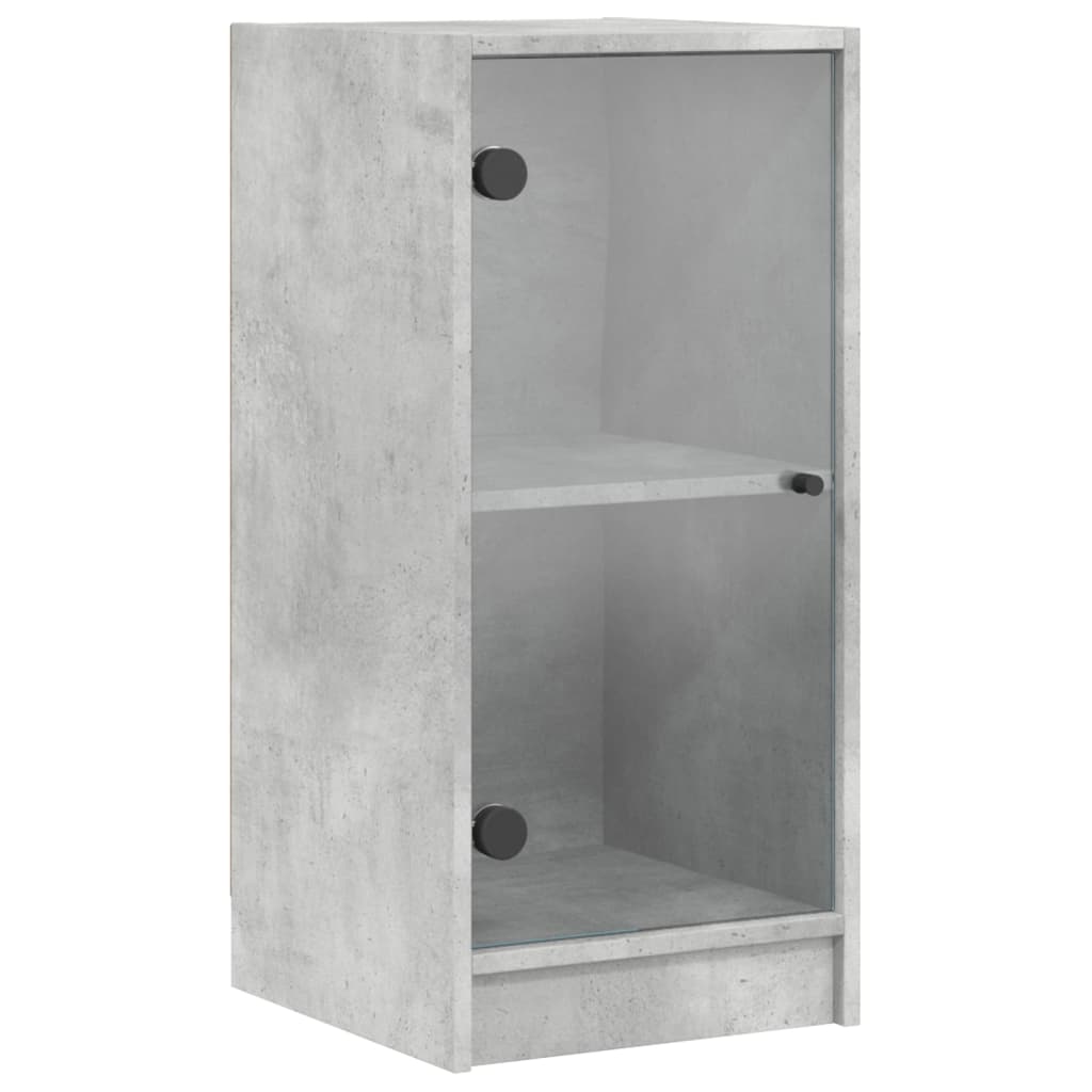 Vidaxl bijzetkast met glazen deuren 35x37x75,5 cm betongrijs