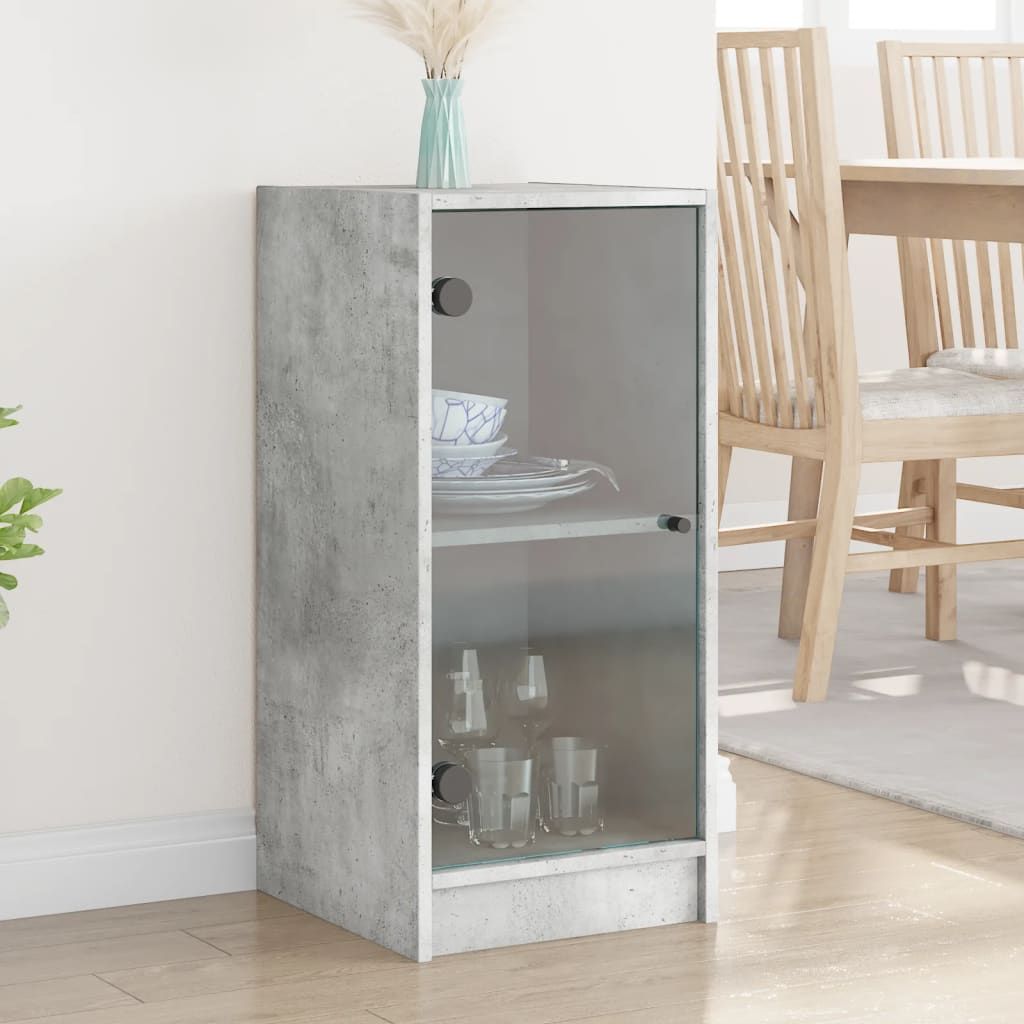 Vidaxl bijzetkast met glazen deuren 35x37x75,5 cm betongrijs
