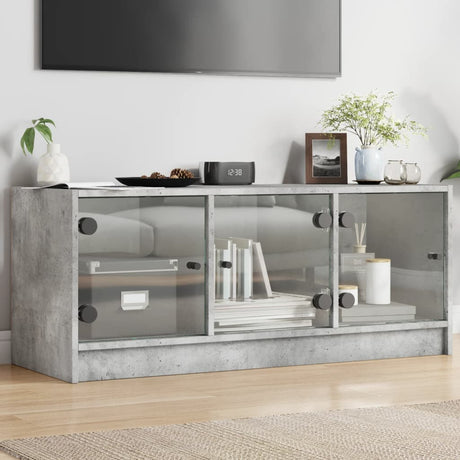 Vidaxl tv-meubel met glazen deuren 102x37x42 cm betongrijs