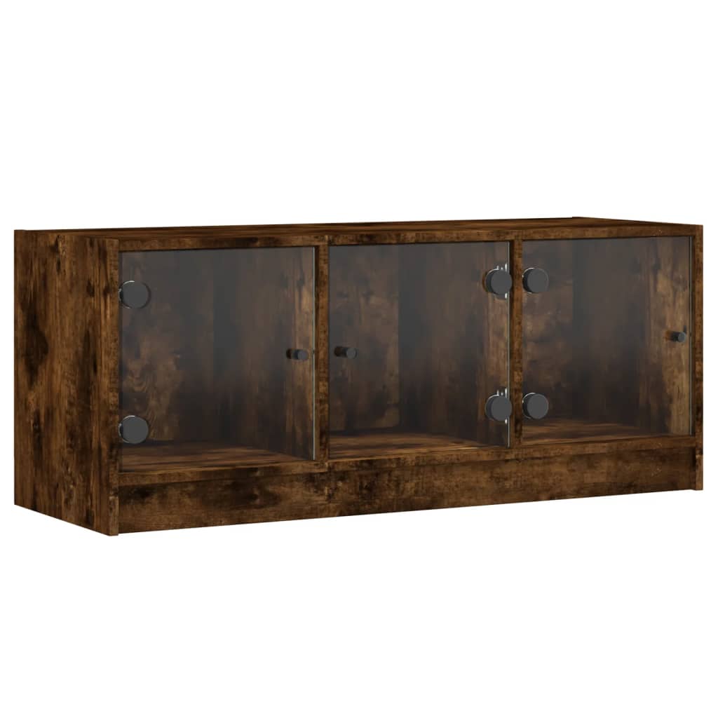Vidaxl tv-meubel met glazen deuren 102x37x42 cm gerookt eikenkleurig