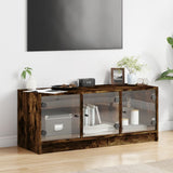 Vidaxl tv-meubel met glazen deuren 102x37x42 cm gerookt eikenkleurig