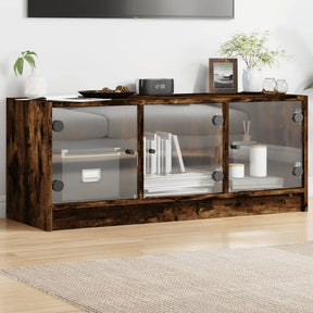 Vidaxl tv-meubel met glazen deuren 102x37x42 cm gerookt eikenkleurig