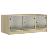Vidaxl salontafel met glazen deuren 102x50x42 cm sonoma eikenkleurig
