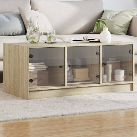 Vidaxl salontafel met glazen deuren 102x50x42 cm sonoma eikenkleurig
